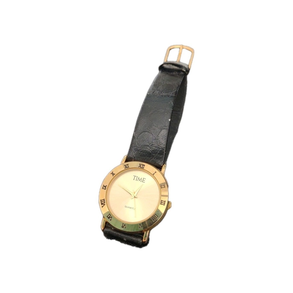 Women's TIME Gold Tone Watch - Roman Numeral Bezel - Japan Movt - Pre-owned